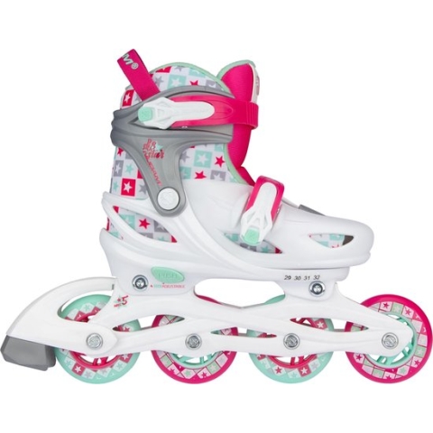 Nijdam Inline Skates Verstelbaar - Sk8 Star - Wit/Fuchsia - 25-28