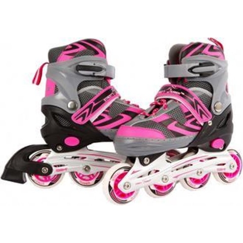 Inline skates roze/grijs verstelbaar - maat 35-38