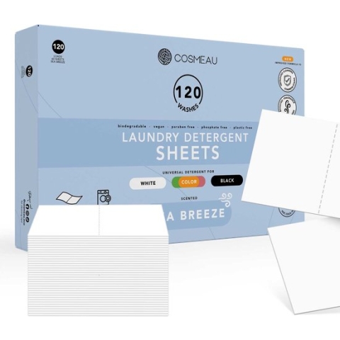 Cosmeau Wasmiddeldoekjes 120 Wasbeurten Zeebries Wasvellen Wasdoekjes Wasstrips Wasmiddel Detergent Sheets Eco Laundry Strips - Cosmo Cosmea Kosmo