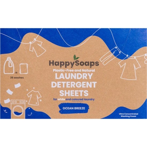 Laundry Sheets HappySoaps - Wasstrips - Wasmiddeldoekjes - Gekleurde en Witte Was - 35 stuks