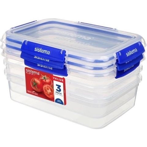 Sistema Klip It + voorraaddoos - rechthoekig - 2.2L - set van 3