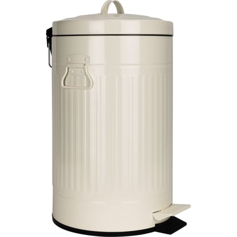 QUVIO Prullenbak 12 L - Prullenmand - Pedaalemmer - Afvalemmer - Papierbak - Papiermand - Met deksel en losse binnenemmer - Vuilbak voor keuken, kantoor, badkamer, toilet en slaapkamer - Metaal - 25 x 25 x 44 cm - Beige