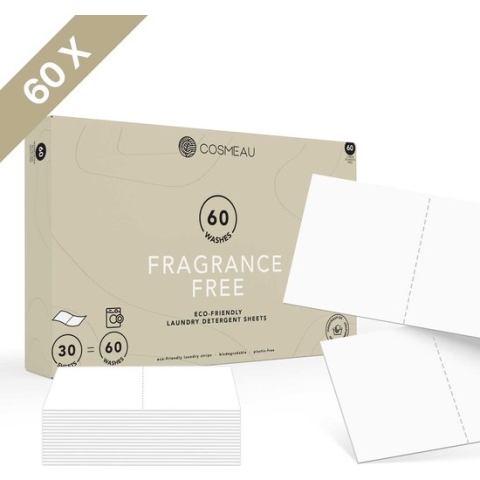 Plantaardige Wasmiddeldoekjes 60 Wasbeurten Geurvrij Geurloos Wasstrips Wasmiddeldoekjes Wasvellen Wasdoekjes Detergent Sheets - Plasticvrij Biologisch Cosmo Cosmea Kosmo