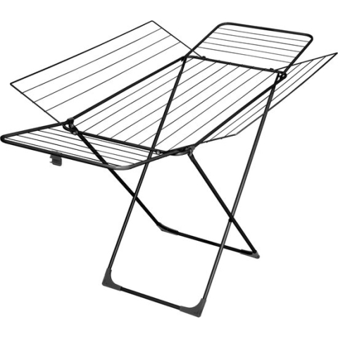 Velkea - Inklapbare droogrek met 4 vleugels - Droogoppervlakte 26m - Zwart