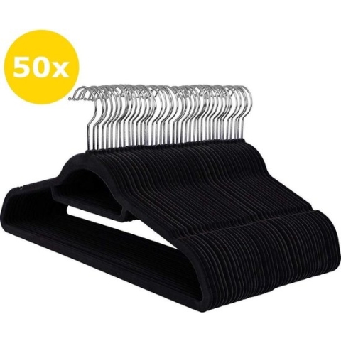 ACAZA Kleerhangers antislip - 50 Kledinghangers Zwart met Fluweel - Broekhanger - Zwart