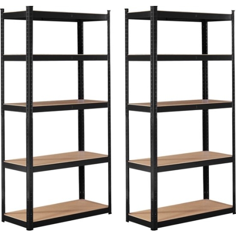 BRASQ Stellingkast Set van 2 - Metalen Opbergrek - voorraadkast - wandkast - Magazijnstelling 180x90x40 - 5 lagen - 175 KG per plank - max 875 KG