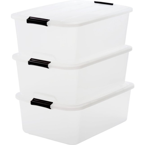 Iris Ohyama Topbox Opbergbox -30L - Kunststof - Transparant - Set van 3
