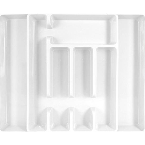 Bestekbak/bestekhouder - uitschuifbaar - wit - 44 cm - 5 tot 7 vakken