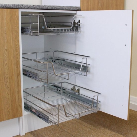 5 x KuKoo - Schuiflade opbergmand Keukenkast  - Losse Kast Lade Met Laderails - Organizer Rek - Opbergsysteem - SET - 50cm