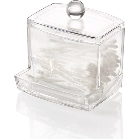 5Five Wattenstaafjes houder/box/dispenser - 9,5 x 10 cm - kunststof - Make-up organizer