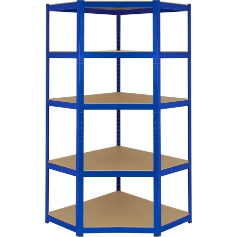 T-Rax Hoek Stellingkast - 90x45x180 cm - Blauw - 100% Boutloos - Draagkracht: 265 kg per plank - opbergrek metaal