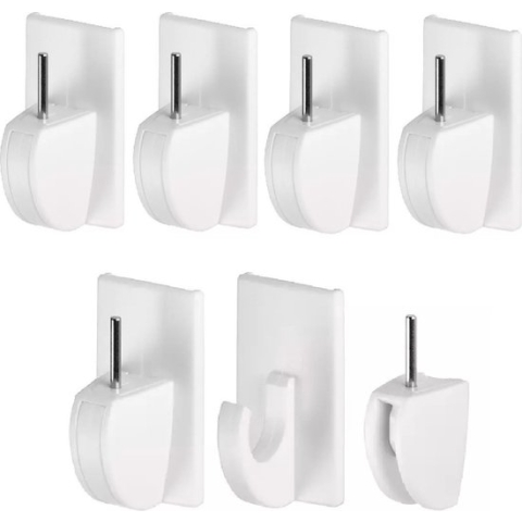 4x stuks Tesa gordijnrailhaken Powerstrips - Ophanghaken/ophanghaakjes - gordijnrails/gordijnroede ophangen