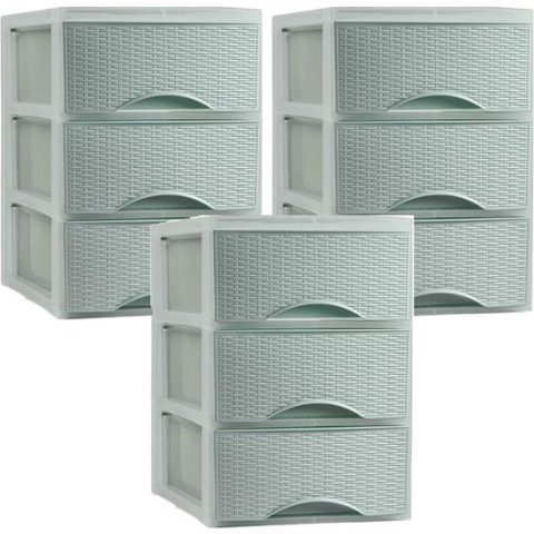 PlasticForte thuis kantoor organizer ladeblok - 3x - 2 lades - 25 x 37 x 26 cm - opslag - kunststof