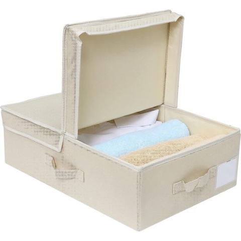 stoffen opbergdoos met deksel, opbergkast voor onderbroeken, sjaals enz., Beige