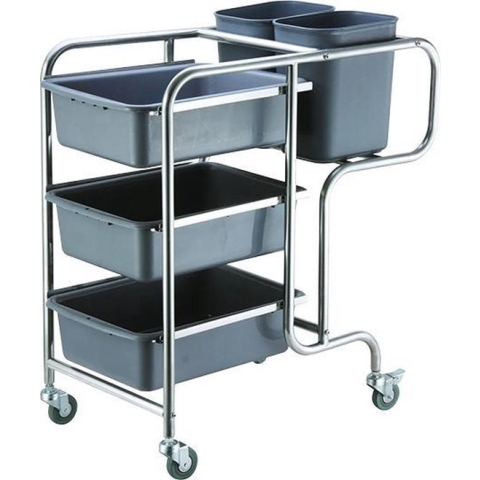 RVS trolley met 5 kunststokbakken - kappers trolley - werkwagen - voorraadwagen