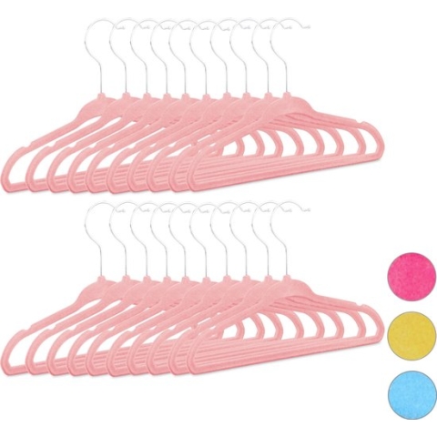Relaxdays kledinghangers kind 20 stuks - babykledinghanger - kunststof - kledinghanger - roze