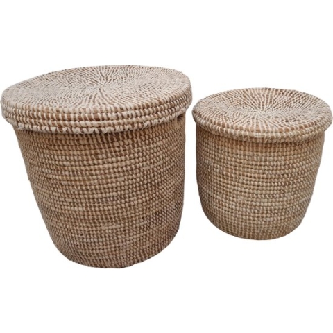 Mand met deksel - naturel -maat M