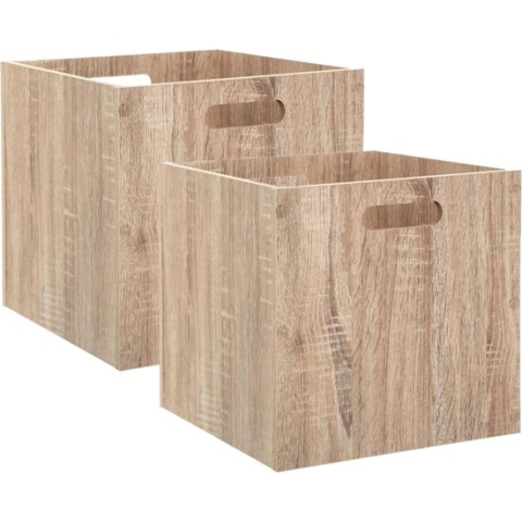 Set van 4x stuks opbergmand/kastmand 29 liter bruin/naturel van hout 31 x 31 x 31 cm - Opbergboxen - Vakkenkast manden
