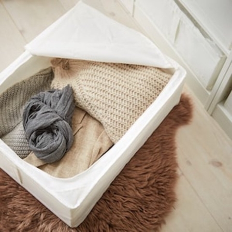 OMDI HOME®- stevige opbergtas- Opvouwbaar, met handvat - Stevige herbruikbare tassen voor kleding, verhuizingen, reizen. Opbergen onder uw bed. - Wit