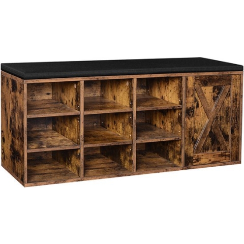 Schoenenbank - Schoenenkast - Schoenen rek - Schoen opslag - Gang kast - Vintage Bruin