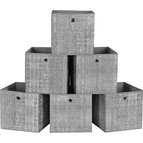 Lot de 6 cubes de rangement pliables gris en tissu non tissés - 30x30x30 cm