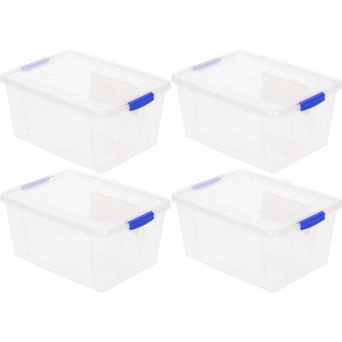 10x Opslagbakjes/organizers met deksel 4 liter 25 cm transparant - Opbergbakjes - Organizers/opbergbakken - Woonkamer/badkamer spullen opruimen