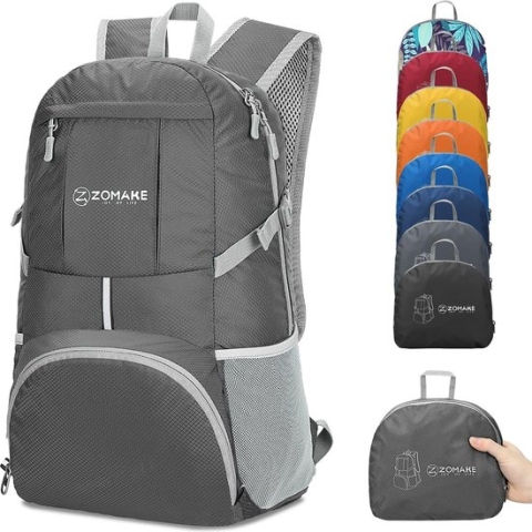 Opvouwbare rugzak, 35 liter, lichte rugzak, waterdichte wandelrugzak, opvouwbare rugzak voor dames en heren, outdoor, wandelen