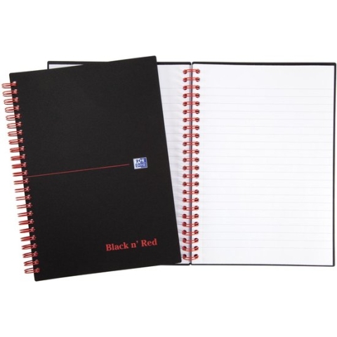 Oxford BLACK N' RED spiraalblok kunststof, 140 bladzijden ft A5, gelijnd 5 stuks