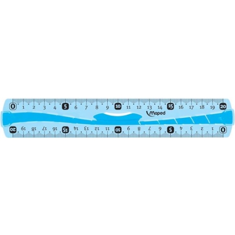 1X Liniaal maped met grip soft 20 cm (blauw of groen keuze kleur niet mogelijk)