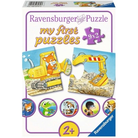 Ravensburger puzzel Dieren in de bouw - My First puzzles - 9x2 stukjes - kinderpuzzel