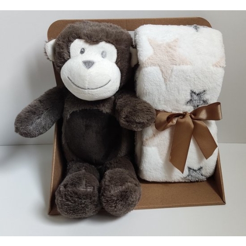 Unique Living - Teddybeer met lakentje - Aapje - Kraamgeschenk - Superzacht