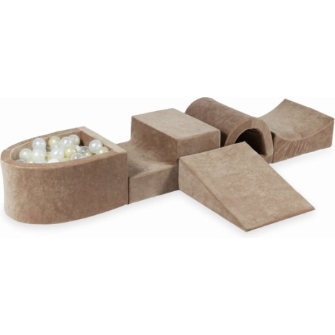Foam speelset - bruin - ballenbak & 100 ballen wit, goud