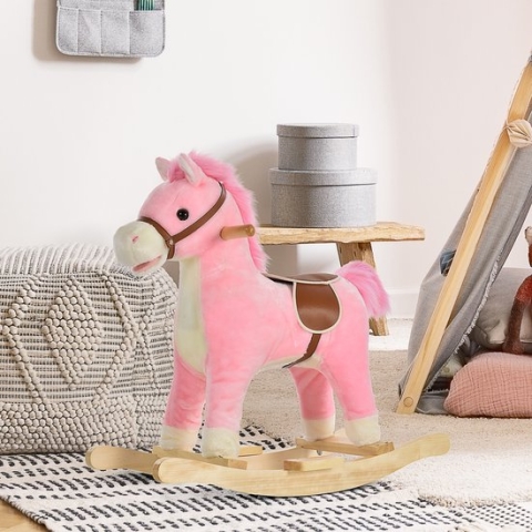 HOMCOM Hobbelpaard voor kinderen baby schommeldier paard voor 36-72 maanden 330-109
