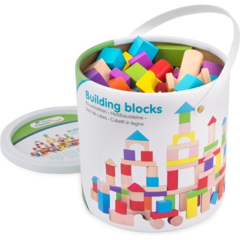 New Classic Toys Houten Bouwblokken in Ton - 100 blokken in Verschillende Kleuren