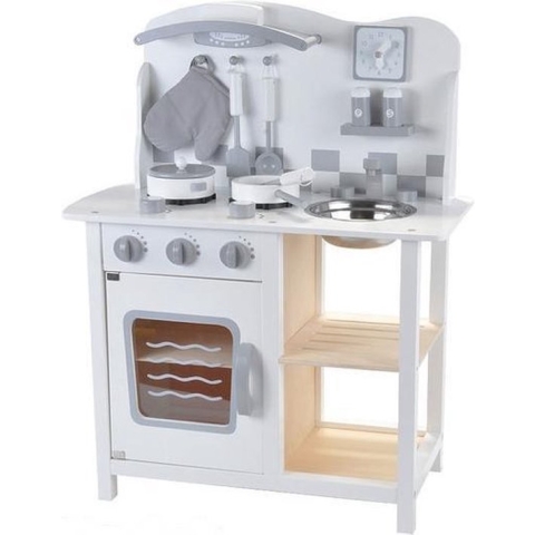Bandits & Angels houten kinderkeuken Chef Deluxe White - 2 jaar - aanrechthoogte 46 cm - incl. 8 accessoires - wit