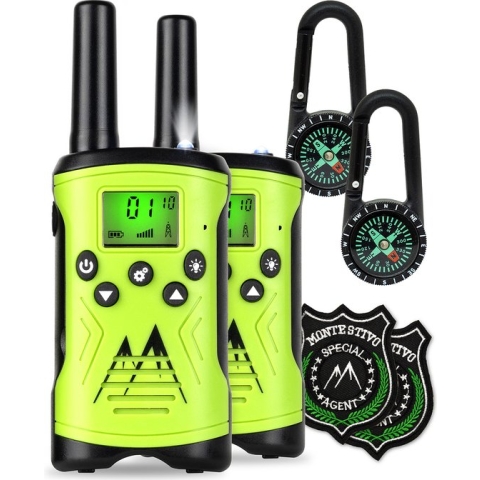 Flyweight Kingen Walkie Talkie voor Kinderen van 5 tot 12 jaar - 3 km bereik - Speelgoed - draagriem - Antislip oppervlak - 8 standaard kanalen