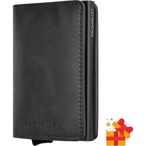 Prowallet Slim Deluxe - Pasjeshouder Zwart - 8 Pasjes + Briefgeld - Uitschuifbaar - RFID Creditcardhouder - Kaarthouder Portemonnee, Premium Pashouder voor Mannen & Vrouwen - Sint + Kerstcadeau - Incl. Luxe Cadeaubox