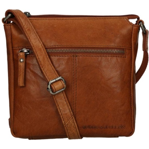 Spikes & Sparrow Kleine Crossbodytas / Schoudertas Dames - Leer - Duster - Cognac