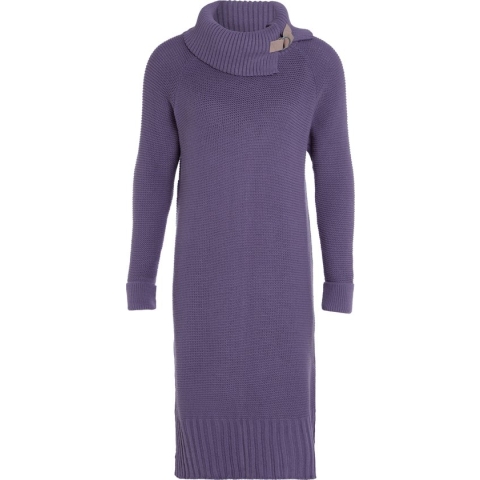 Knit Factory Jamie Gebreide Dames Jurk - Violet - 36/38 - Knielengte - Met opstaande kraag
