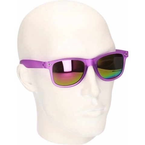 Hippe zonnebril fuchsia met spiegelglazen