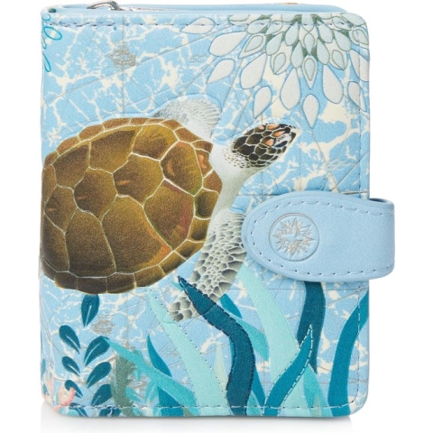 Shagwear Portemonnee - Compact Beugelportemonnee - Dames - Kunstleer - Sea Turtle (009746sm)
