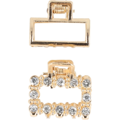 Haarspeld Klem Open Recht Metaal Strass 2,5cm Goud