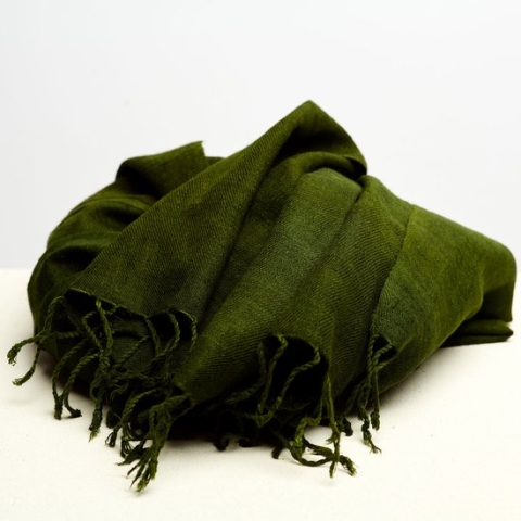 Dzukou Timeless Silk - Sjaal - Dames - Groen - Eri Zijde - Handgemaakt