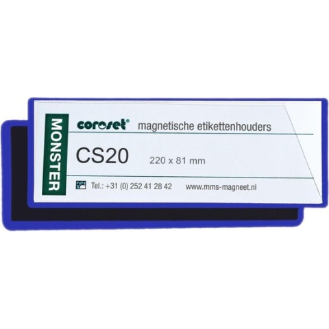 Coroset magnetische etikethouder, 100/VE, 97x25 mm blauw