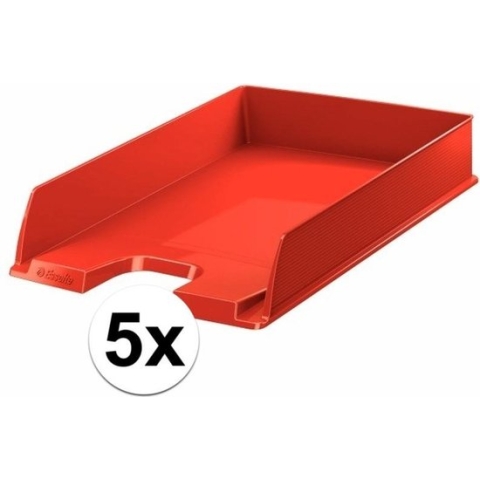 5 stuks brievenbakjes/postbakjes rood A4 formaat Esselte - Documenten/papieren opbergen/bewaren - Kantoorartikelen