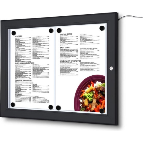 Zwart Outdoor Menubord 2x A4 LED - SCZN2XA4C9005LED