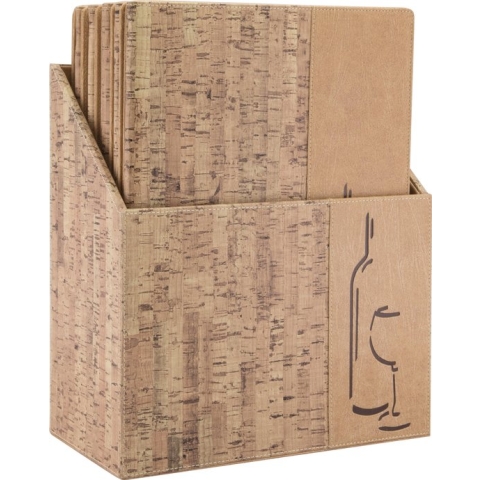 Wijnkaarten box Design - Kurk - set van 10 wijnkaart mappen