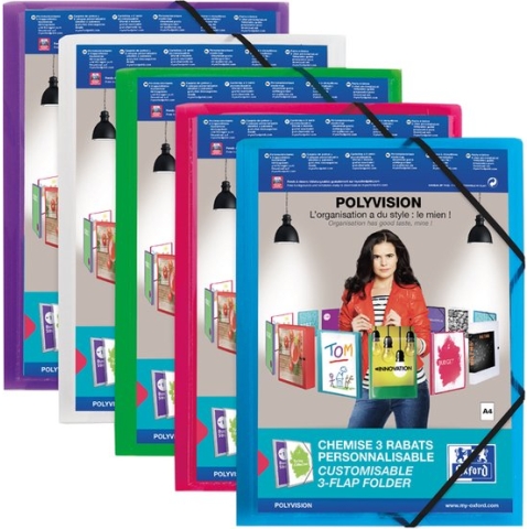Elastomap Oxford Polyvision A4 met insteektas 3 kleppen PP assorti - 20 stuks