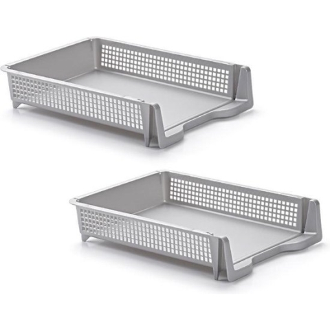 6x Kantoor postbakjes A4 - Zilver - Stapelbaar brievenbakje - Kantoorartikelen