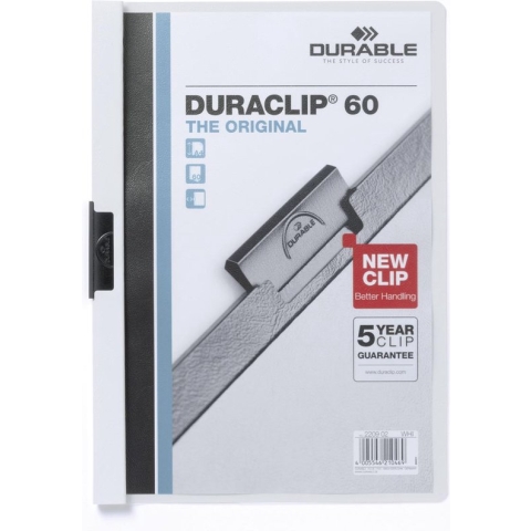 Klemmap durable 2209 a4 pl/tr 6mm wit | 25 stuks